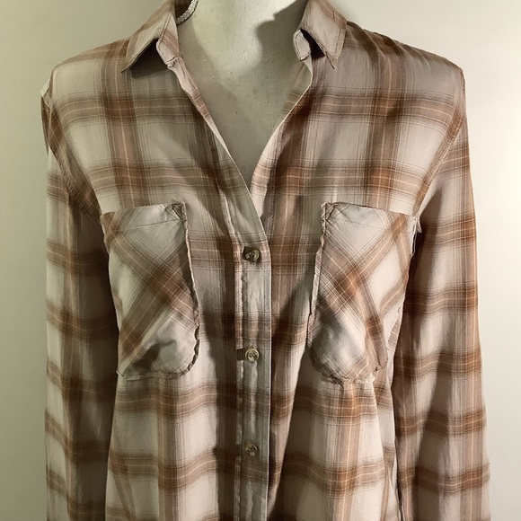 Bella Dahl Brown Plaid Button Down Shirts - Picture 4 of 7